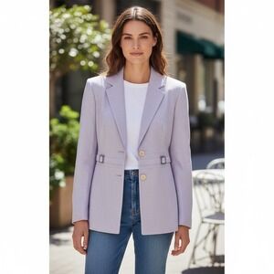 VERIGO PARIS Lavender Blended Linen Blend‎ Blazer Jacket Size 14 Office